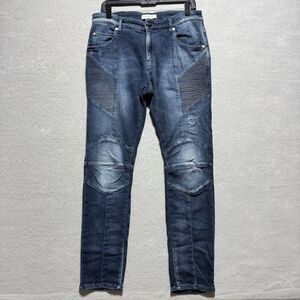 Pierre Balmain Jeans Men's Size 34x30 Blue Biker Moto Style Pockets Cotton
